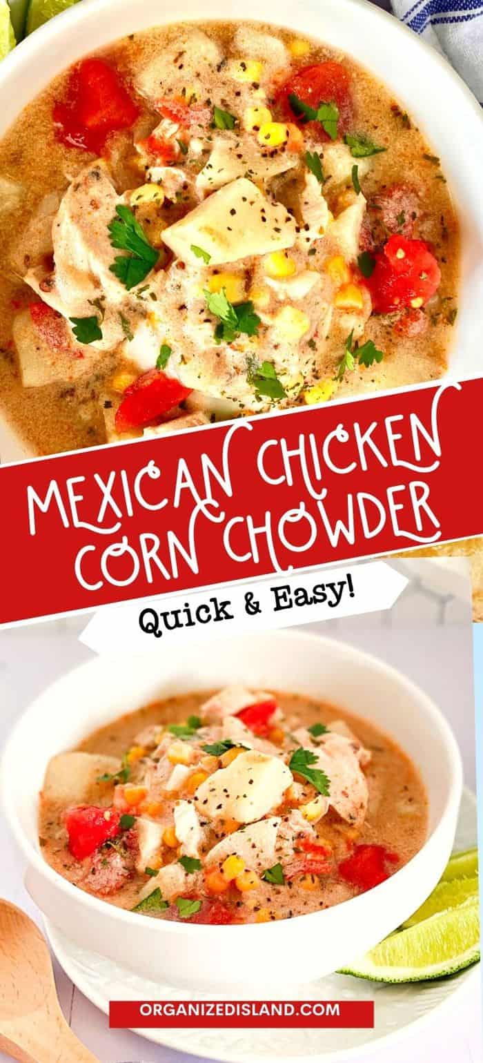 Mexican Chicken Corn Chowder in bowl.