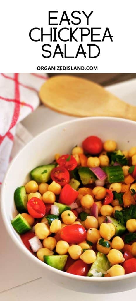 Vegan friendly Chickpea Salad in bowl