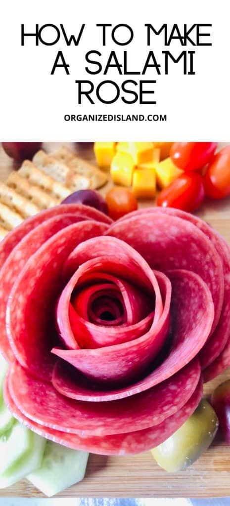 Salami Rose made from rolled salami slice.