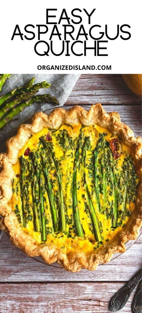 Asparagus Quiche on wooden table.