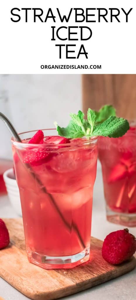 Strawberry Iced Tea in glass.