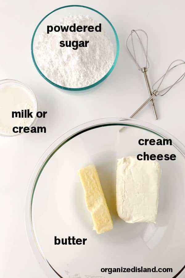 Cream Cheese Frosting ingredients
