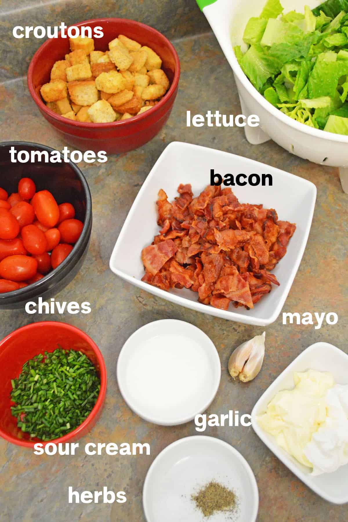 Bacon Lettuce Tomato Salad Ingredients