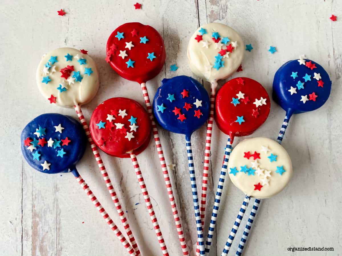 Red White and Blue Oreo Pops