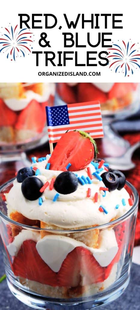 Red White and Blue Trifles on table.
