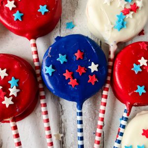 Oreo pops in red white and blue.