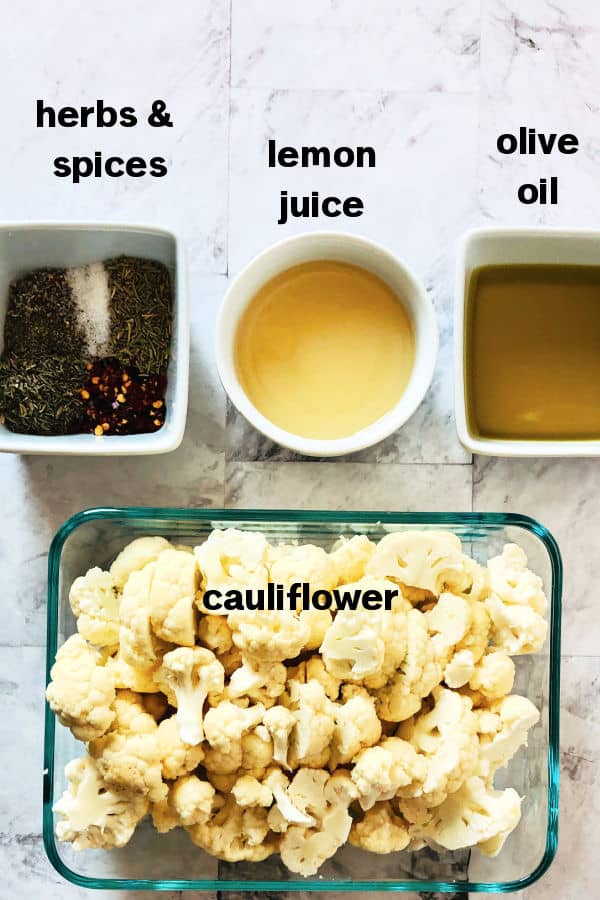 Ingredients for Lemon Roasted Cauliflower