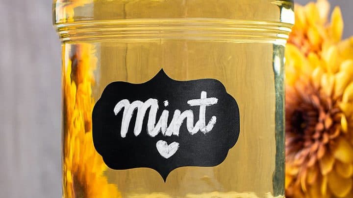 mint syrup in jar