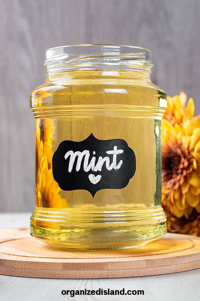 mint syrup in jar