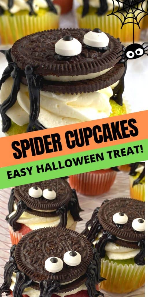 Spider Cupcakes on tray.