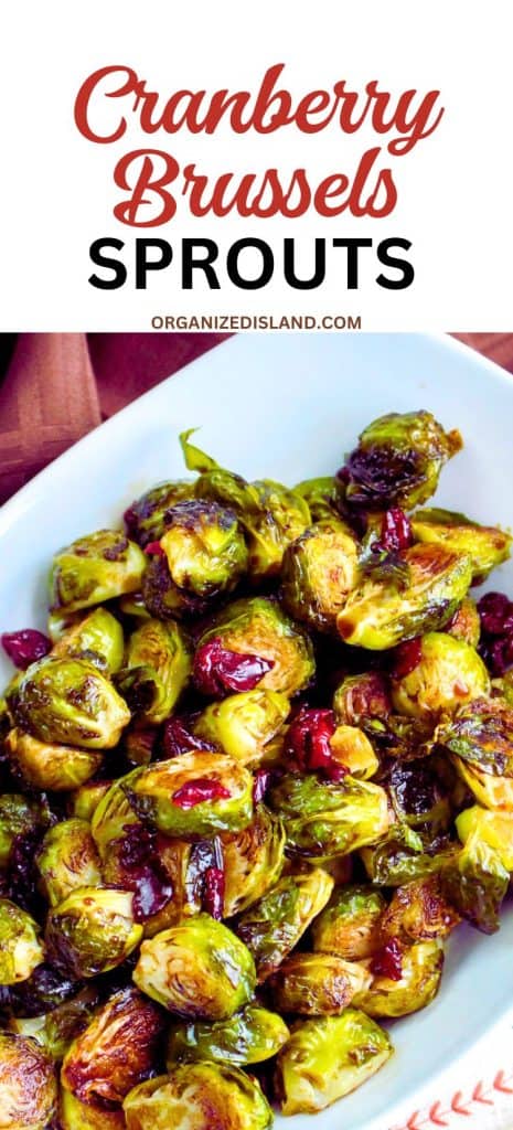 Cranberry Brussel Sprouts in dish.