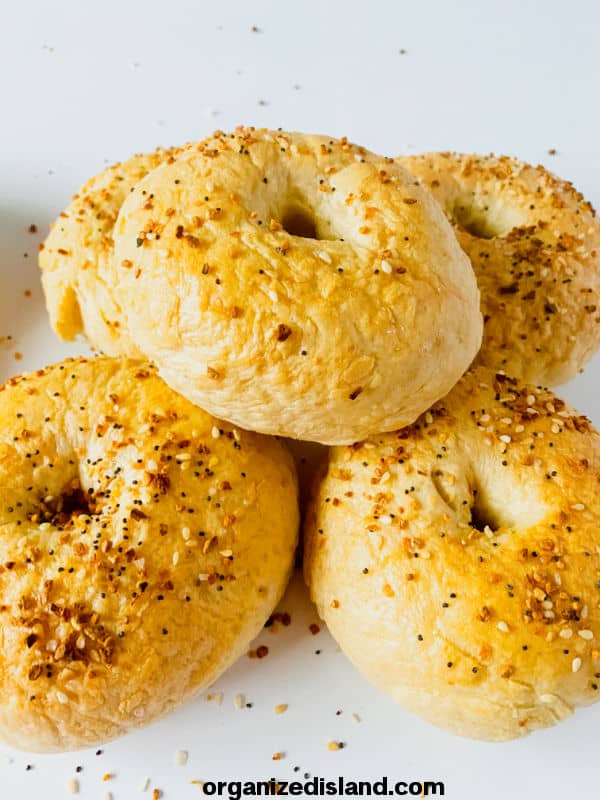 bagels with poppy seeds stacked