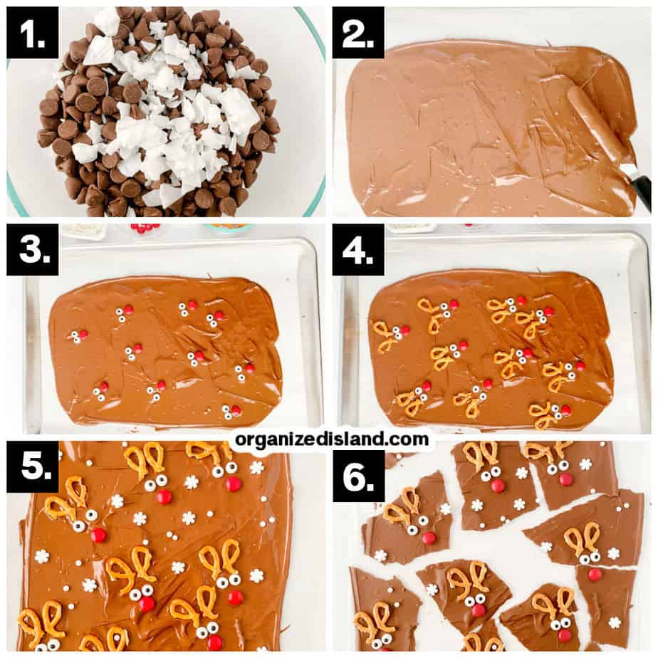 step by step How to Make Christmas Chocolate Bark Reindeer Bark