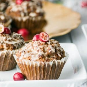 Easy Cranberry Muffins with Streusel tipping.