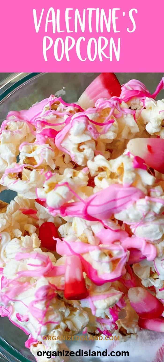 Pink and white Valentines Popcorn