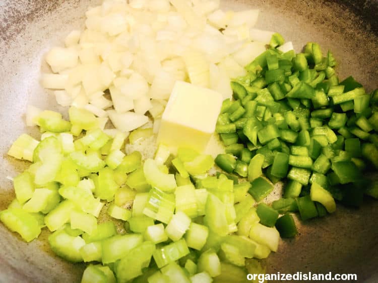 celery and onion for shrimp creole in opt.