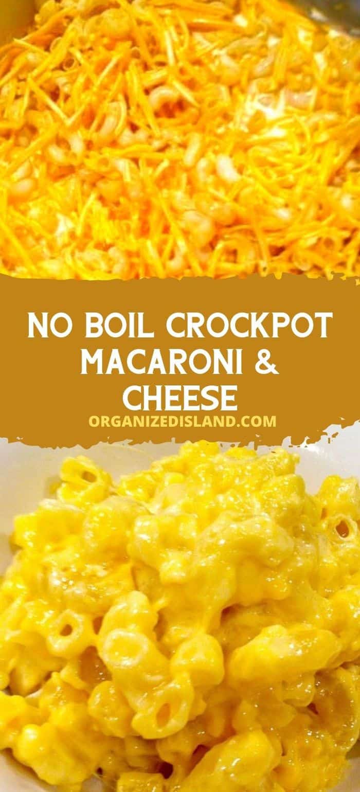 macaroni and cheese made in the crockpot with dry noodles.