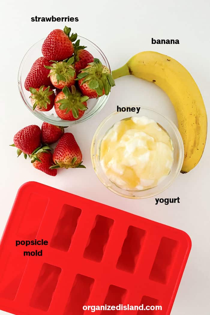 Strawberry Banana Popsicle Ingredients.