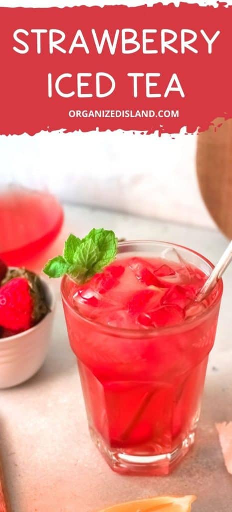 Strawberry Iced Tea in glass.