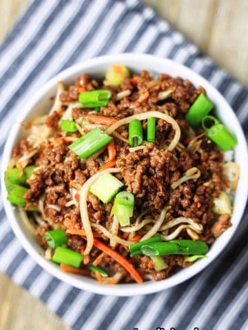 Beef with Garlic Sauce in bowl.