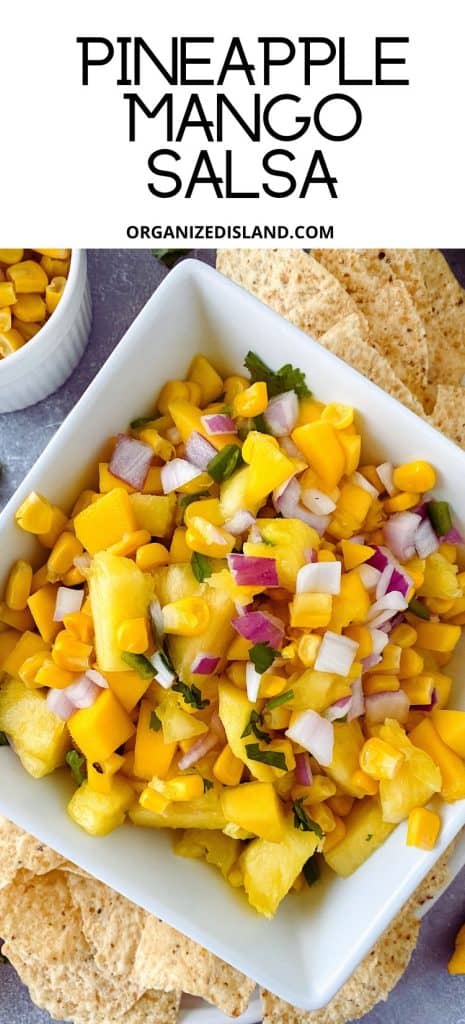 Pineapple Mango Salsa in bowl.
