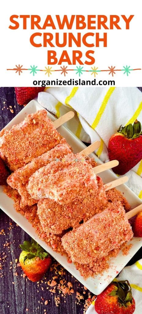 Strawberry Crunch Bars made with ice cream on plate.