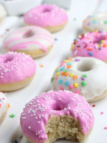 Frosted Oven Baked Donuts.