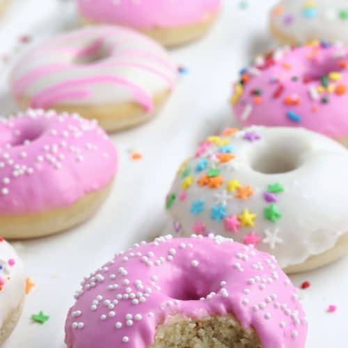 Frosted Oven Baked Donuts.