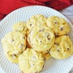 Chocolate Chip Cake Mix cookies on plate/