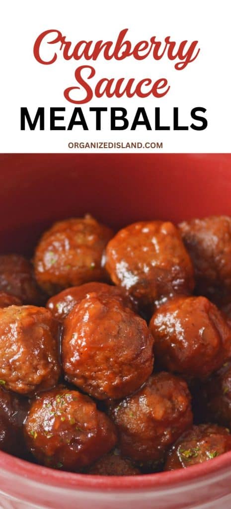 Cranberry Sauce Meatballs in bowl.