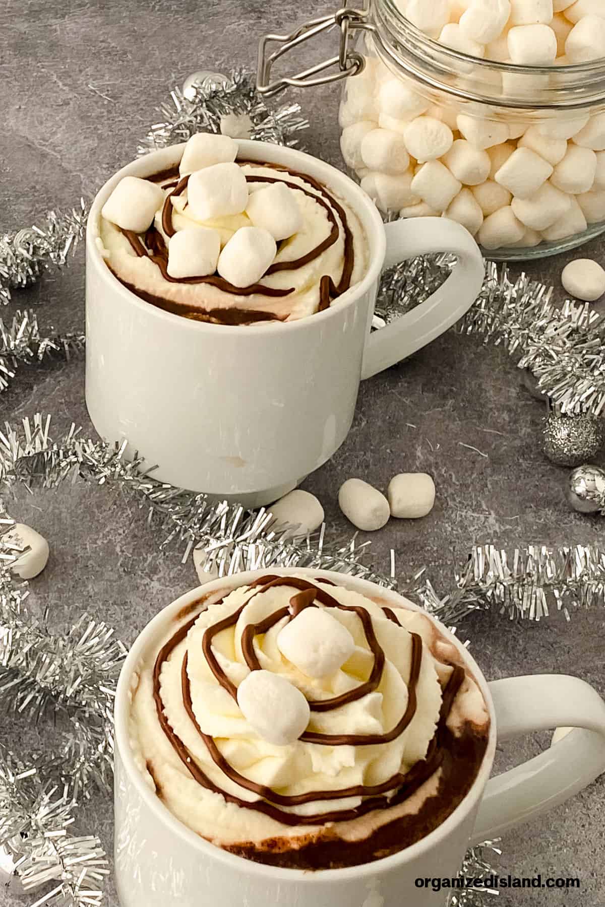 Nutella Cocoa in mugs with marshmalloes.