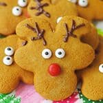 Gingerbread Reindeer Cookies on plate.