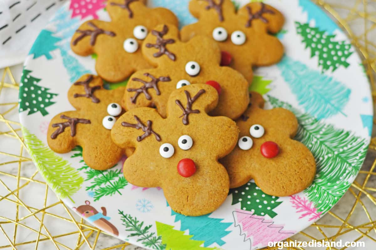 Gingerbread Reindeer cookies landscape.