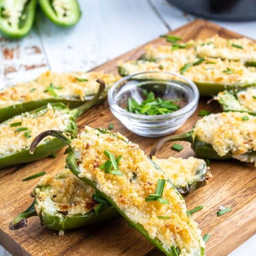 Air Fryer Jalapeno Poppers with chives.