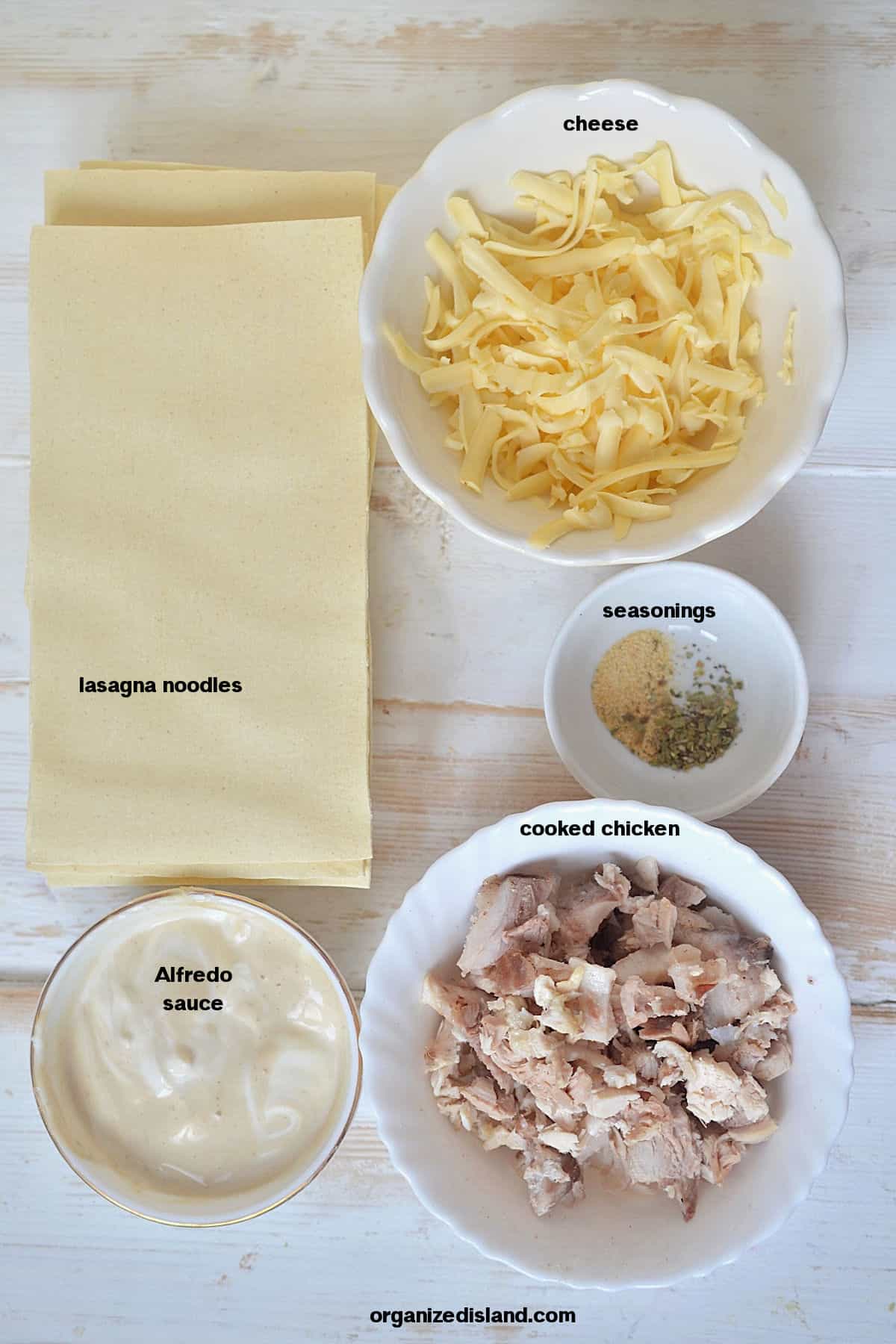 Chicken Alfredo Roll ups Ingredients.