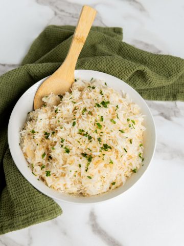 Garlic Rice in bowl.