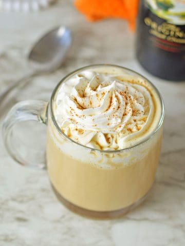 Irish Cream coffee in cup.