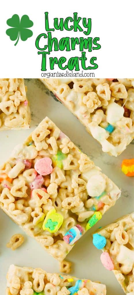 Lucky Charms Treats on plate.