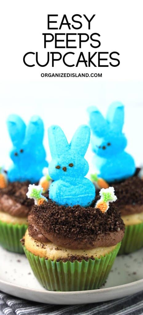 Peeps Cupcakes on a plate.
