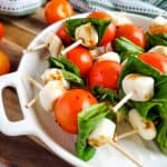 Mini Caprese Skewers on plate.