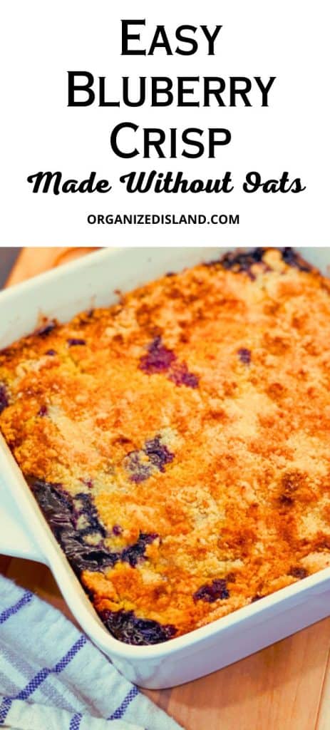 Blueberry Crisp without Oats in pan.