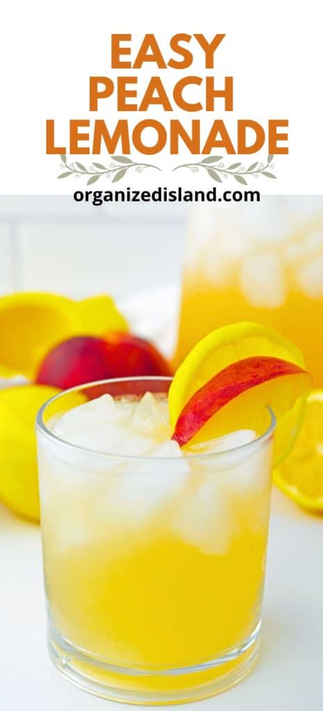 Easy Peach Lemonade made from fresh peaches in glass.