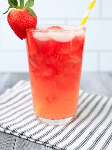 Starbucks Strawberry Acai Lemonade in glass.