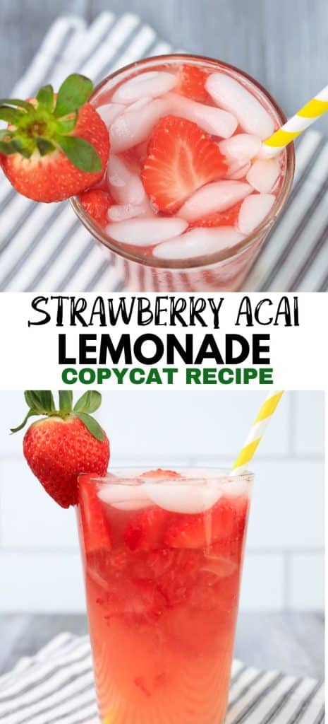 Starbucks Strawberry Acai Lemonade Copycat in glass.