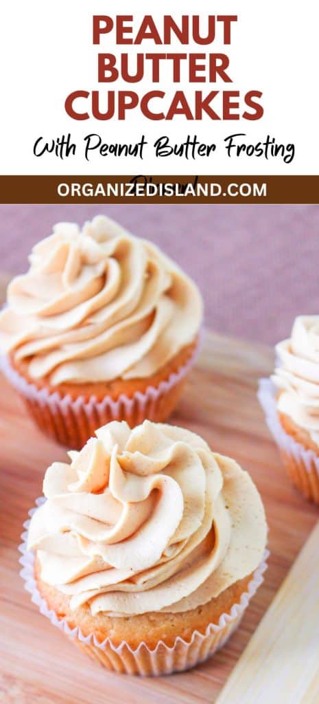 Peanut Butter Cupcakes with peanut butter frosting onplate.