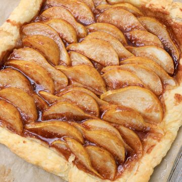 Old Fashioned Puff Pastry Pear Tart.
