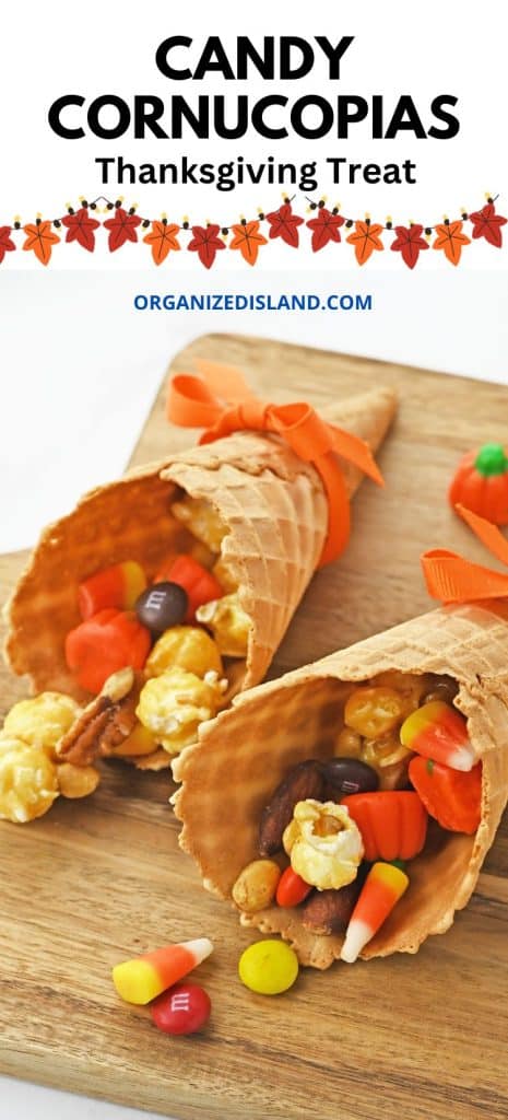Candy Cornucopias Thanksgiving Treats on plate.