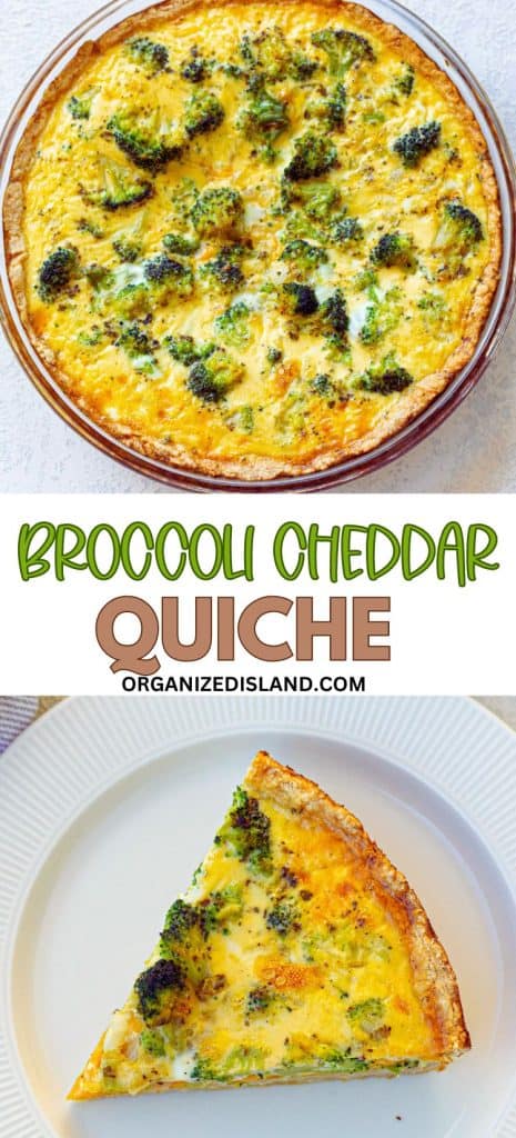Easy Broccoli Cheddar Quiche in pan.