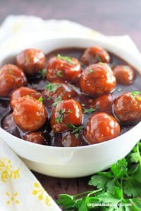 Honey Garlic Meatballs in bowl.