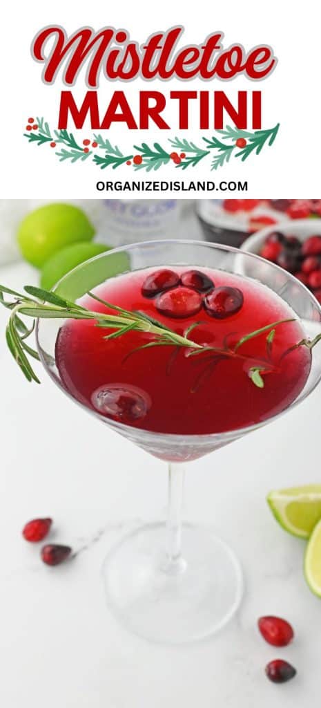 Mistletoe Martini Christmas Cocktail in glass.